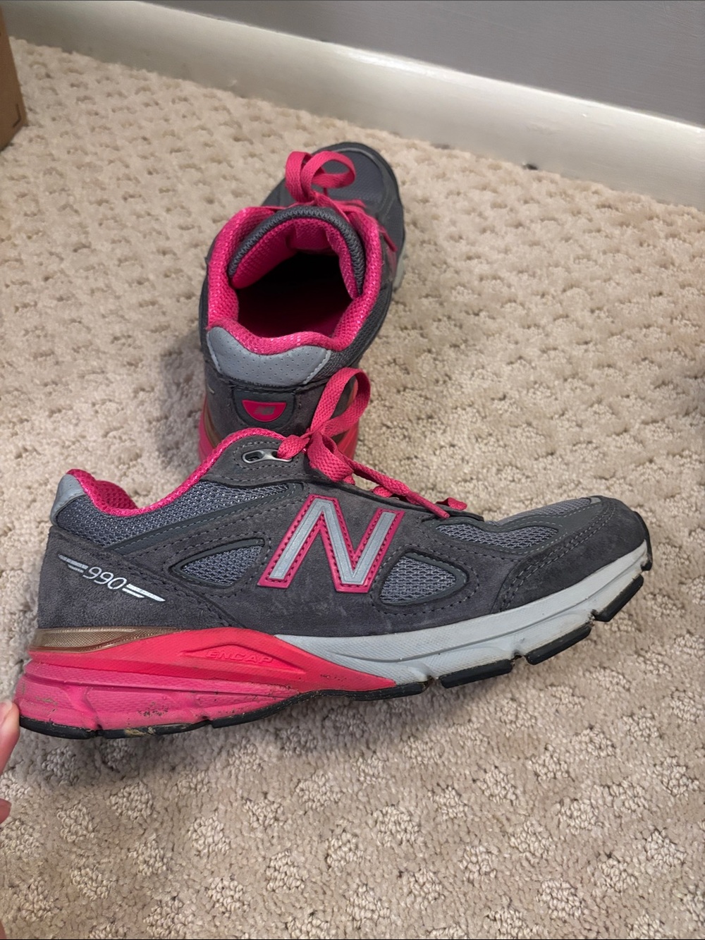 New Balance Women's 990v4 Gray & Pink Running Shoes